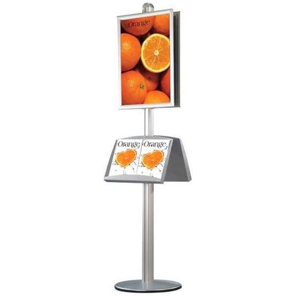 Infostander, MultiStand, dobbeltsidet, 4 akrylhylder, 2 klikrammer, 60 x 85 cm