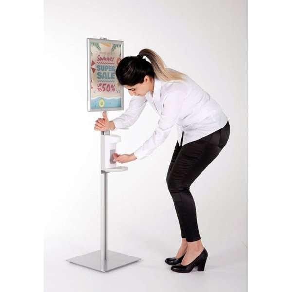 Håndspritstander med spritholder og A4 Klikramme