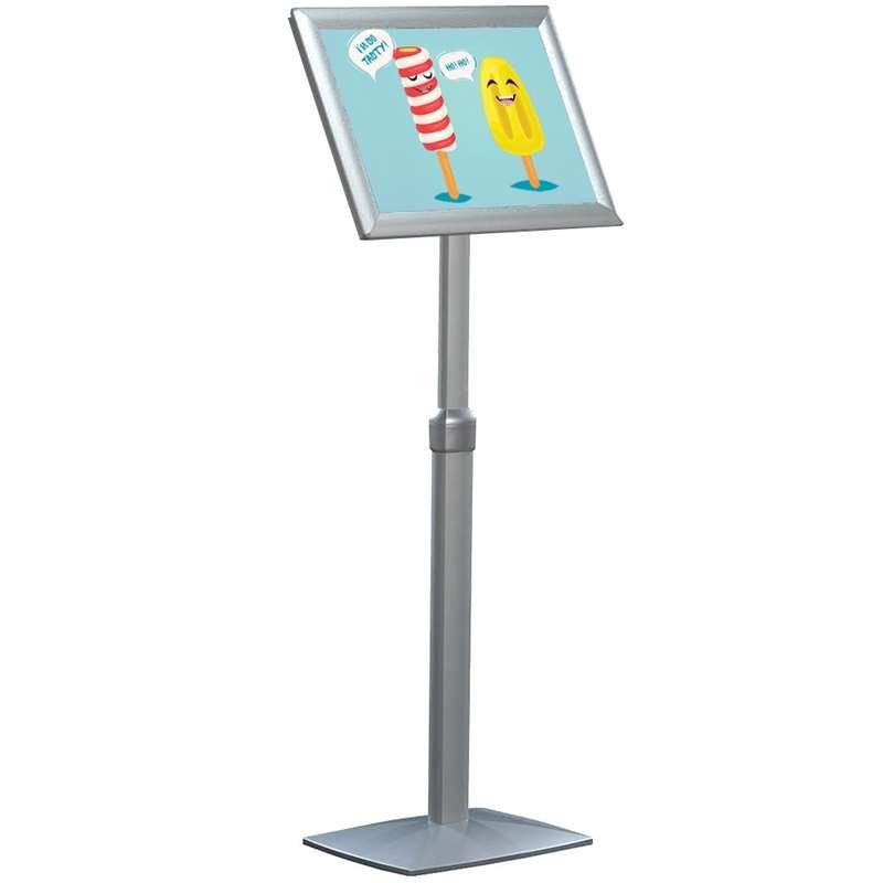 Flex Infostander, justerbar, s&oslash;lv, med A3 Klikramme