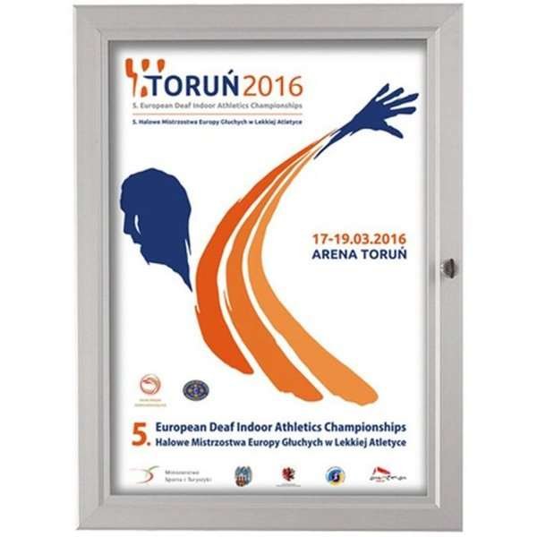 Udhængsskab med lås og hvid PS-bagplade, sølv - A1