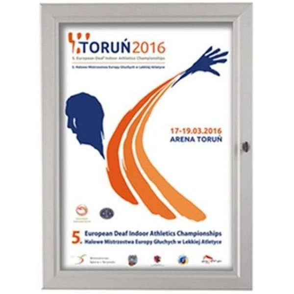 Udhængsskab med lås og hvid PS-bagplade, sølv - A3