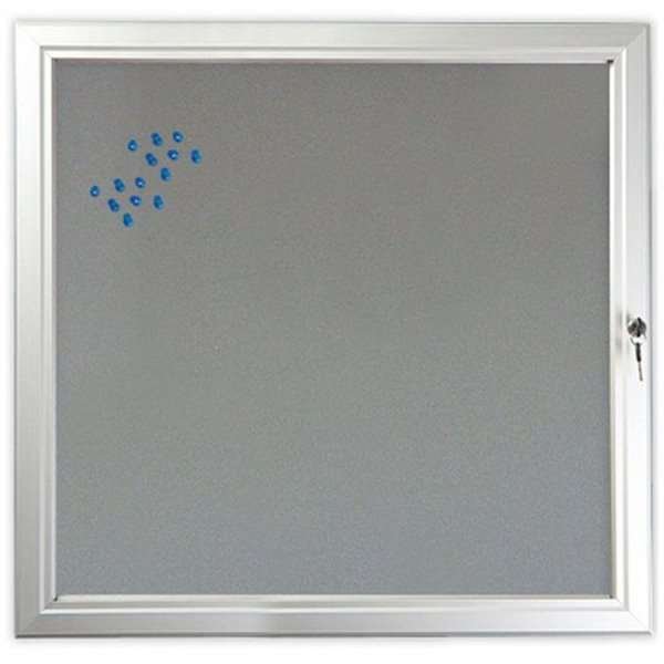 Udhængsskab/infoboks med lås og filt-bagplade, sølv - 12xA4