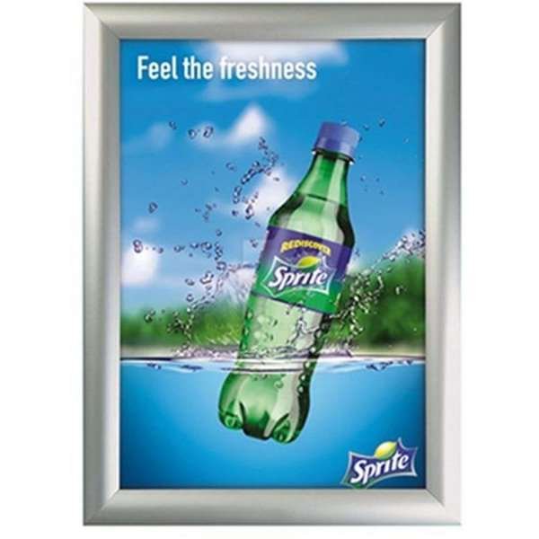 Klikramme med 45mm aluminium profil, s&oslash;lv - 70x100 cm