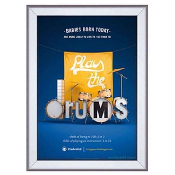 Klikramme med 32mm aluminium fladprofil, s&oslash;lv - A3