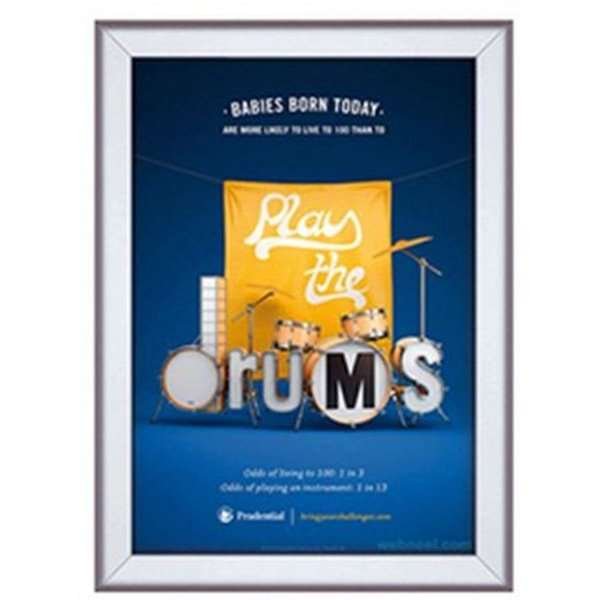 Klikramme med 32mm aluminium fladprofil, s&oslash;lv - A4