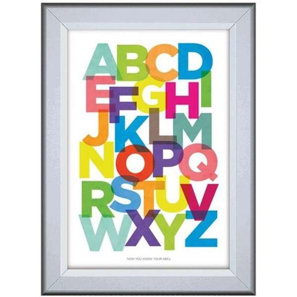 Klikramme med 42mm aluminium Security Frame profil, sølv - A0