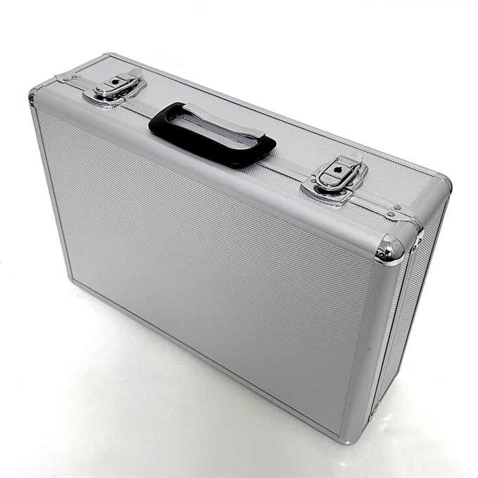 Flex Brochurestander, alu/sølv med træhylder, 6 x A4