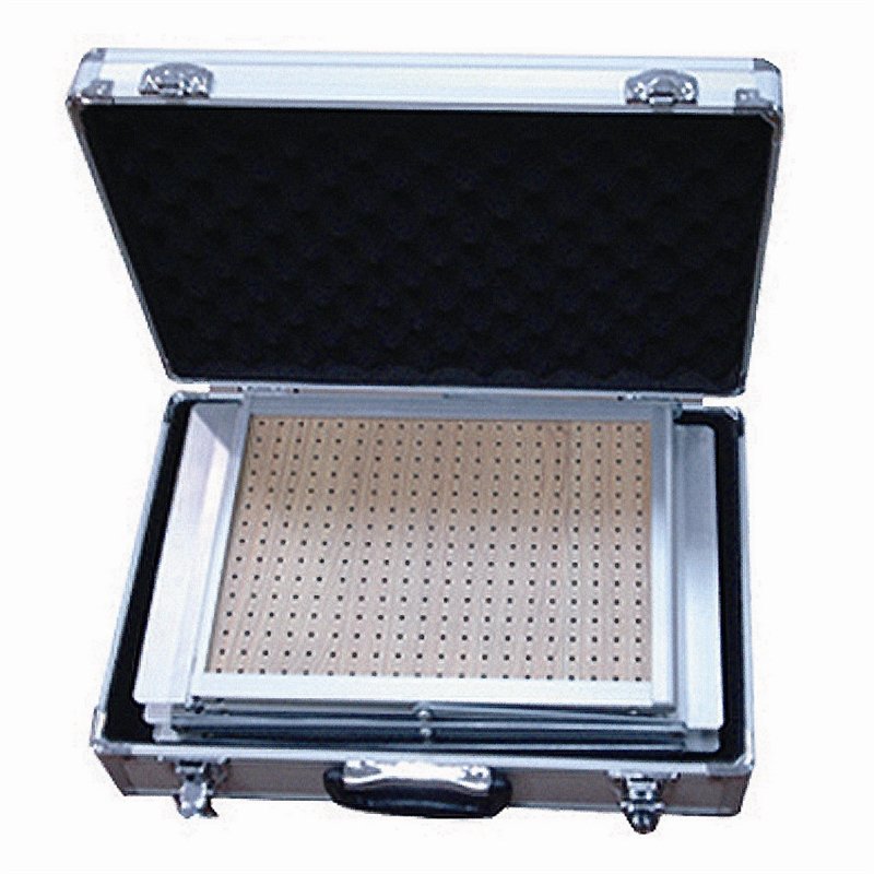 Flex Brochurestander, alu/sølv med træhylder, 6 x A4