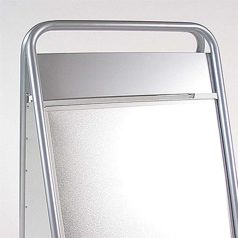 Expo Sign Lux Gadeskilt med logoplade og hjul - s&oslash;lv - A1