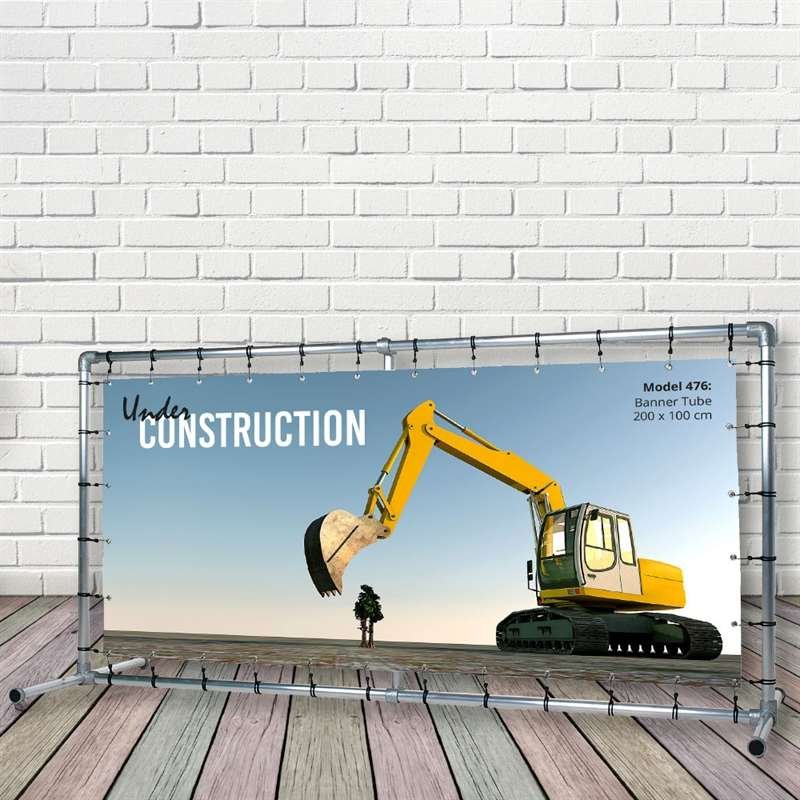 Banner Tube Freestanding Frame, fritstående ramme af alurør 0,3 mm / Ø 48 mm - 200 x 100 cm