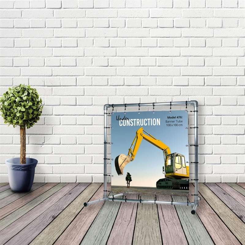 Bannerdisplay, udend&oslash;rs, Banner Tube Freestanding, alur&oslash;r 0, 3 mm &Oslash; 48 mm, 100 x 100 cm