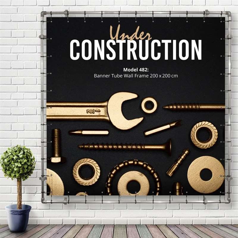 Banner Tube Wall Frame, ramme med vægbeslag, 200 x 200 cm