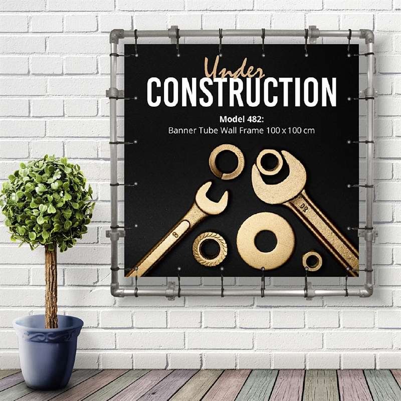 Bannerdisplay, udend&oslash;rs, v&aelig;gmonteret, Banner Tube Wall Frame, alur&oslash;r 0, 3 mm &Oslash; 48 mm, 100 x 100 cm