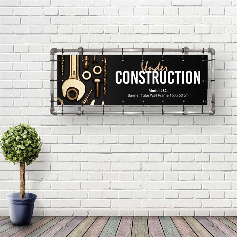 Bannerdisplay, udend&oslash;rs, v&aelig;gmonteret, Banner Tube Wall Frame, alur&oslash;r 0, 3 mm &Oslash; 48 mm, 150 x 50 cm