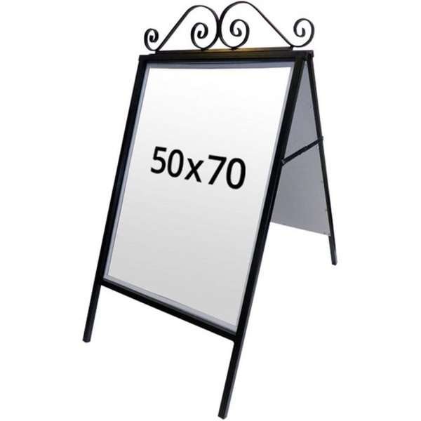 Gadeskilt Antique, a-skilt i st&aring;l inkl. frontplader, B2, 50 x 70 cm, Sort