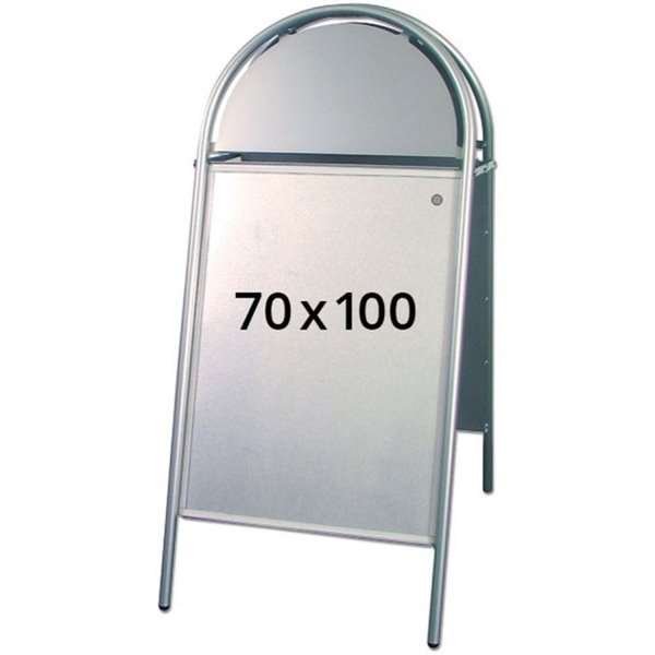 Expo Gotik Gadeskilt med logoplade - 70x100 cm - sølv