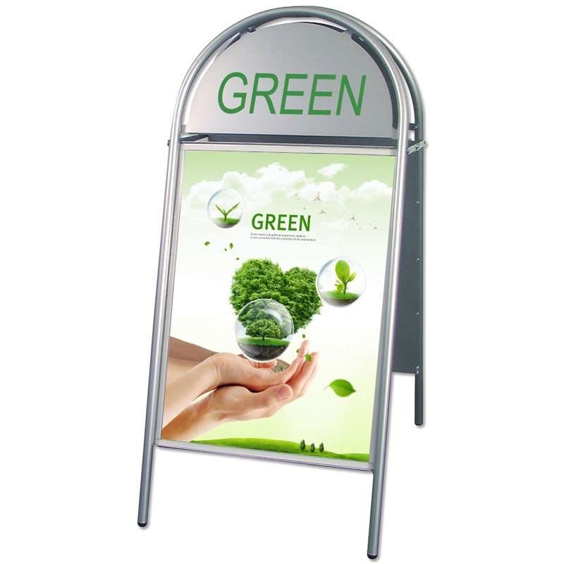 Expo Gotik Gadeskilt med logoplade - 70x100 cm - sølv