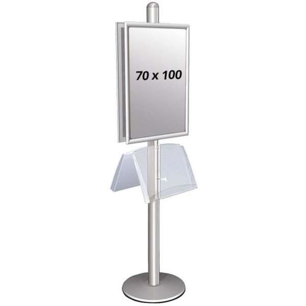 Infostander, MultiStand, dobbeltsidet, 2 st&aring;lhylder, 2 klikrammer, B1 - 70 x 100 cm