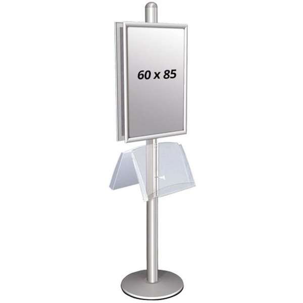Infostander, MultiStand, dobbeltsidet, 2 st&aring;lhylder, 2 klikrammer, 60 x 85 cm