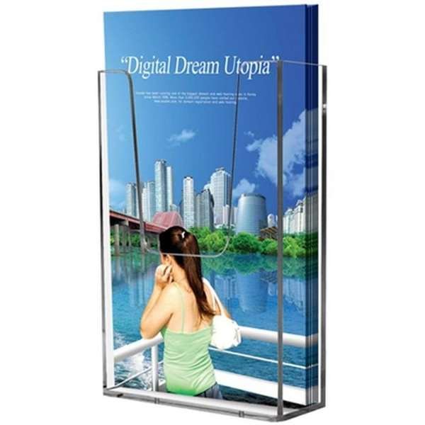 Akryl Brochureholder til væg - vertikal - A5 - 14.8x21 cm