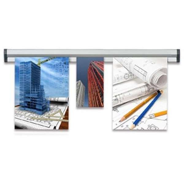 Fast Note plakatophæng med 30mm aluminium profil, sølv - 100cm