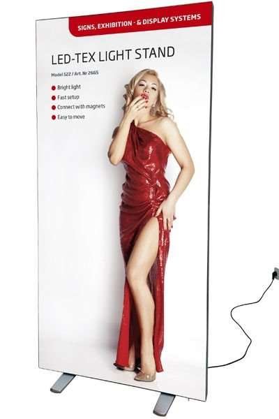LED-TEX Lightbox stand dobbeltsidet, 100x250cm