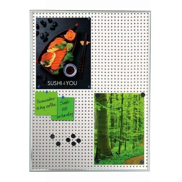 Kombi infotavle 9mm aluminium profil med stål/kork-bagplade, sølv - 12xA4