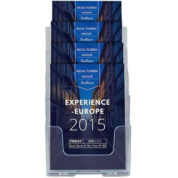 Bord & Vægdispenser, akrylbrochureholder - 4 x A4