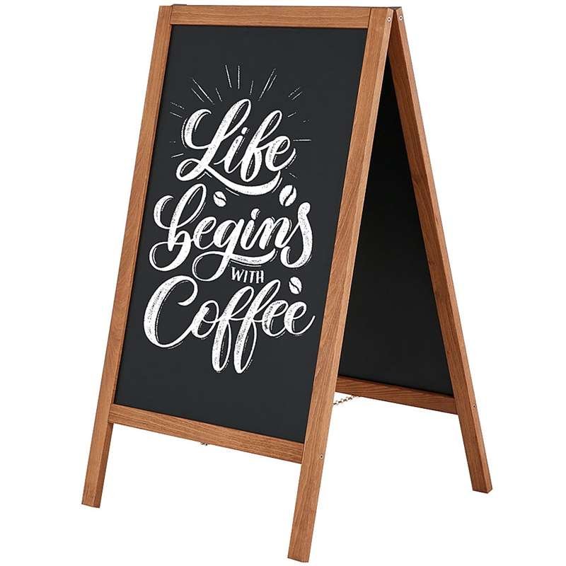 Wooden A-Board, mørkbejdset, med ståltavler, 46 x 68 cm