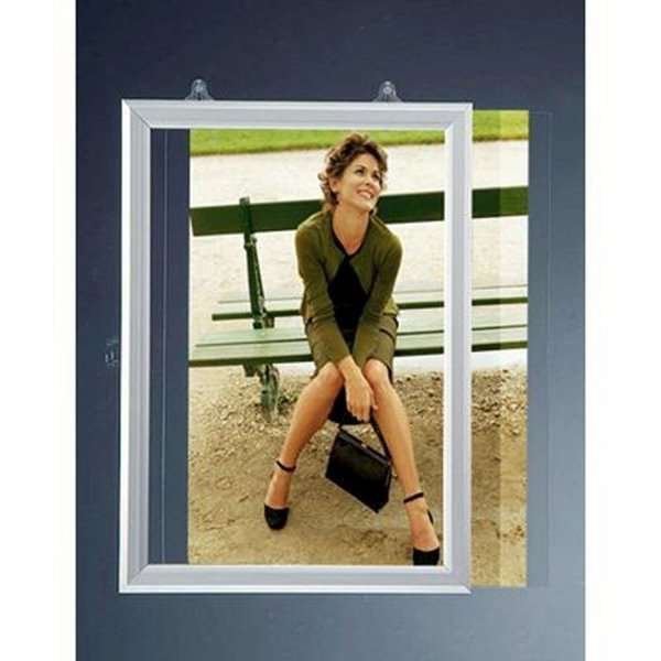 Slide-in ramme dobbeltsidet vertikal, med 25mm aluminium profil, sølv - 50x70 cm