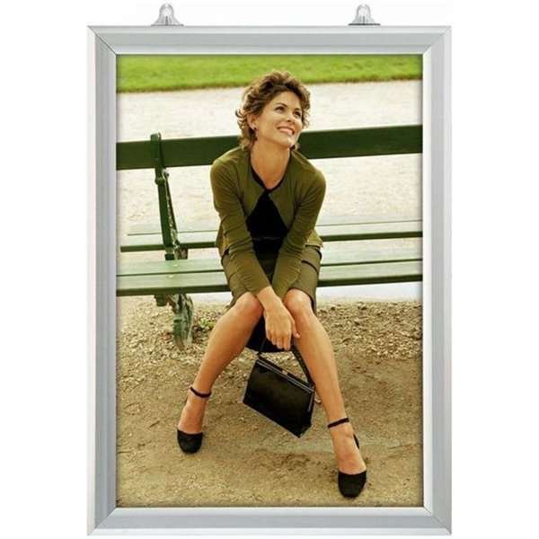 Slide-in ramme dobbeltsidet vertikal, med 25mm aluminium profil, sølv - 50x70 cm