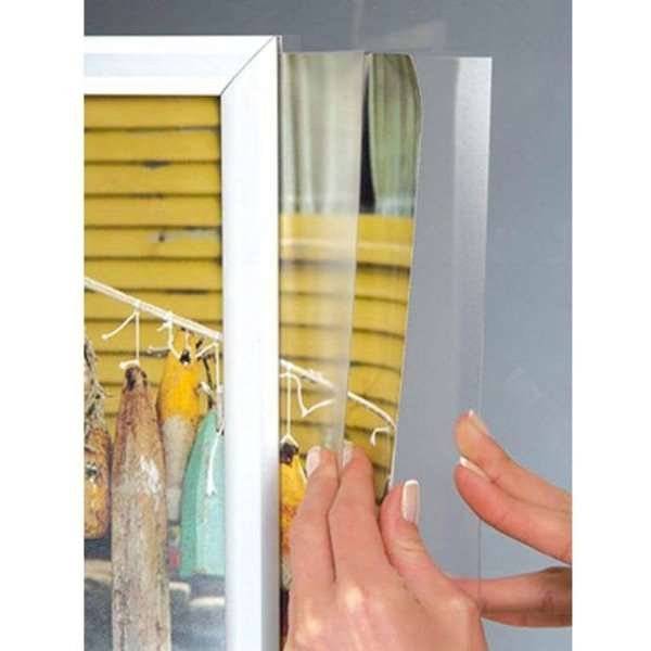 Slide-in ramme dobbeltsidet vertikal, med 25mm aluminium profil, sølv - 50x70 cm