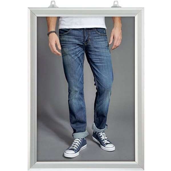 Slide-in ramme dobbeltsidet vertikal, med 25mm aluminium profil, sølv - A1