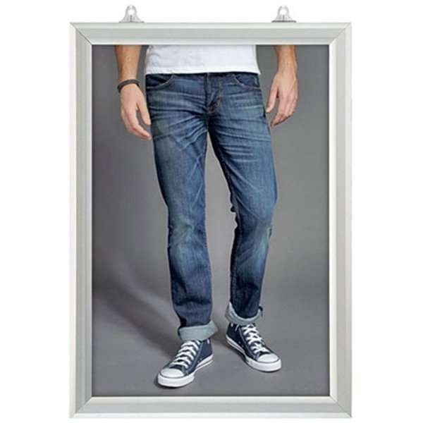 Slide-in ramme dobbeltsidet vertikal, med 25mm aluminium profil, sølv - A2