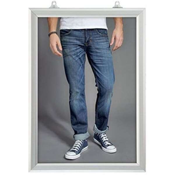 Slide-in ramme dobbeltsidet vertikal, med 25mm aluminium profil, sølv - A4