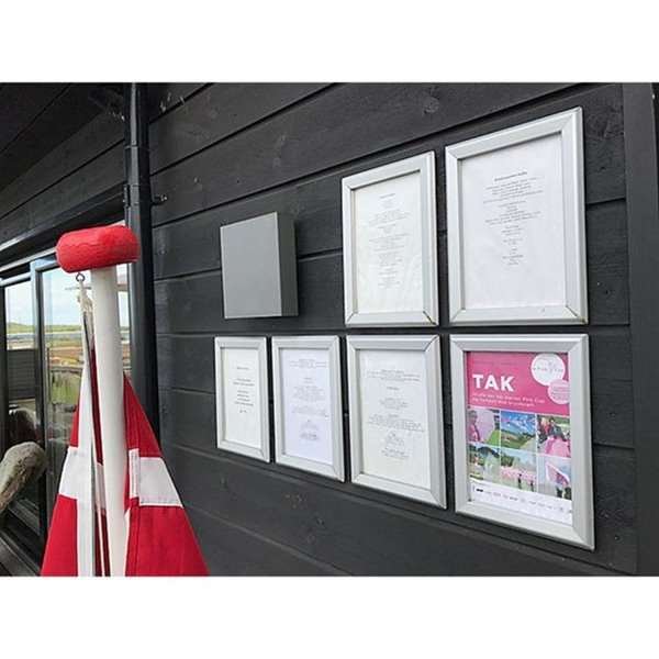 Klikramme med 32mm aluminium fladprofil, s&oslash;lv - 70x100 cm