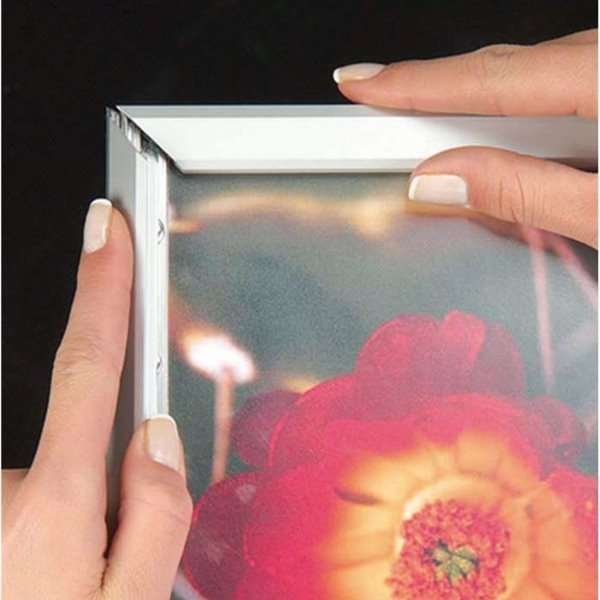 Klikramme med 20mm aluminium fladprofil, sølv - A4