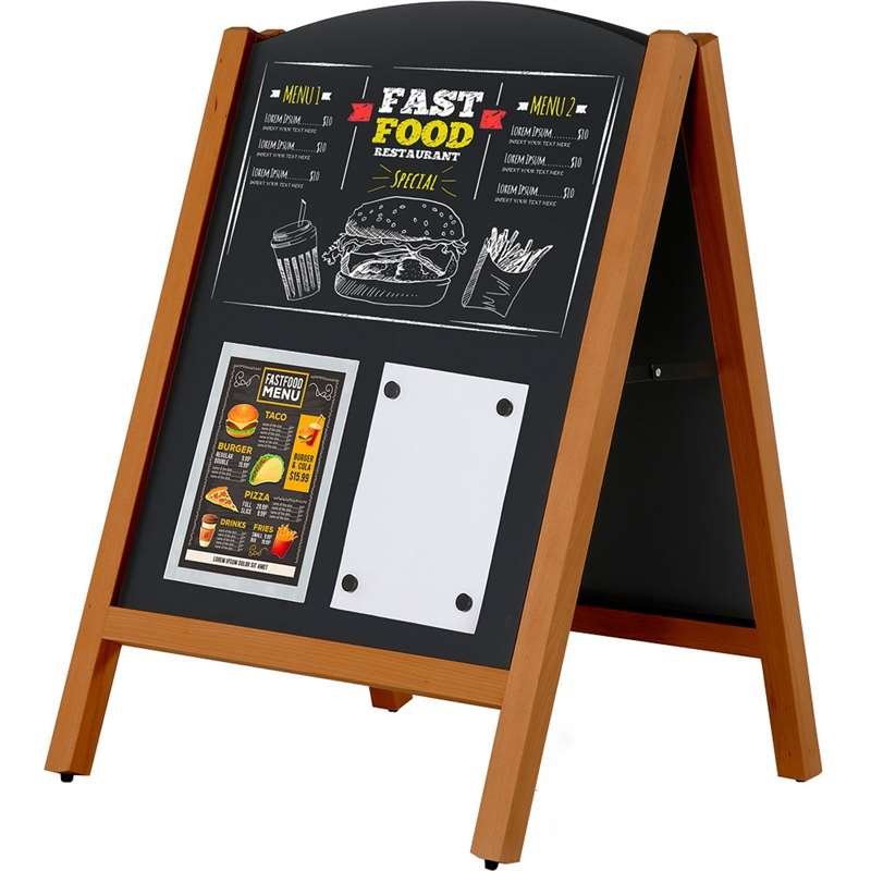 Wooden Gadeskilt med buet top og ståltavler, 59 x 77,5 cm