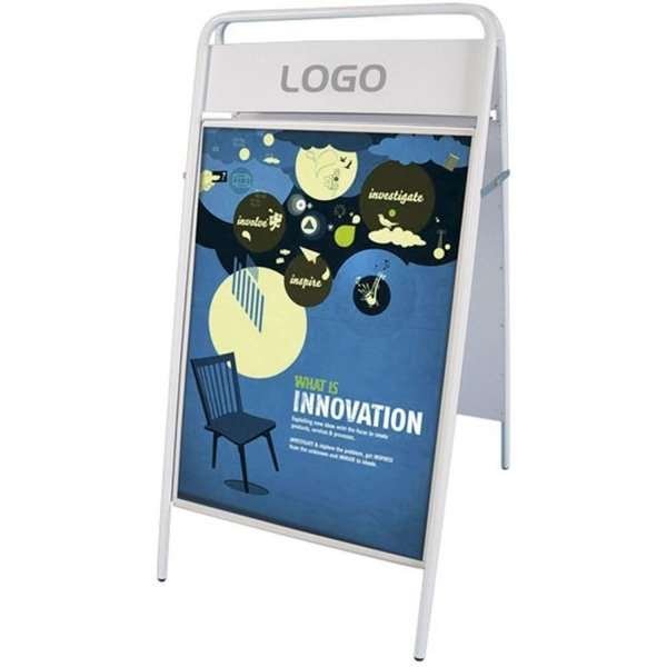 Expo Sign Gadeskilt med logoplade - 70x100 cm - hvid