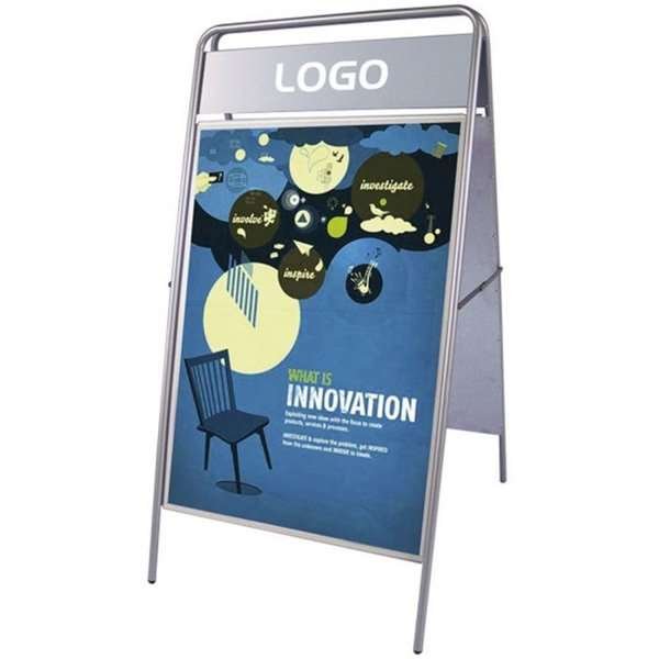 Expo Sign Gadeskilt med logoplade - 70x100 cm - sølv