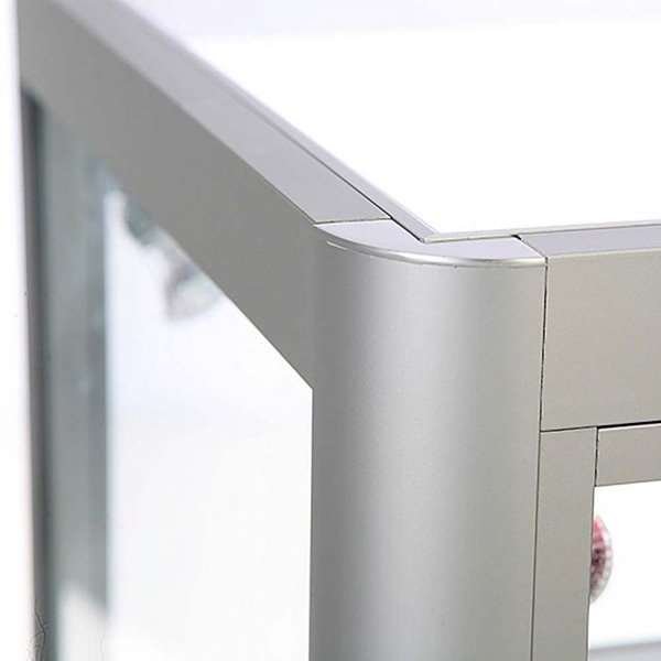 Vitrine glasskab - Showcase Desk Duo glasmontre med LED lys og lås - sølv