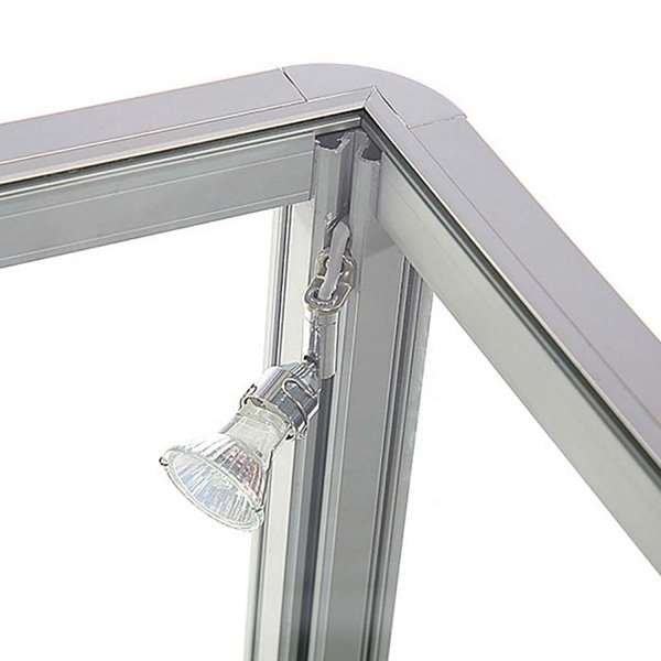 Vitrine glasskab - Showcase Desk Duo glasmontre med LED lys og lås - sølv