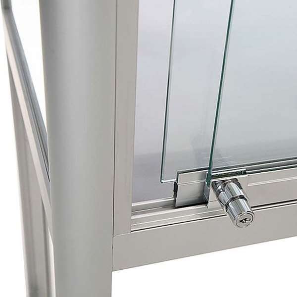 Vitrine glasskab - Showcase Desk Duo glasmontre med LED lys og lås - sølv