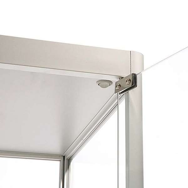 Vitrine glasskab - Showcase Tower Solo glasmontre med underskab, LED lys og lås - sølv