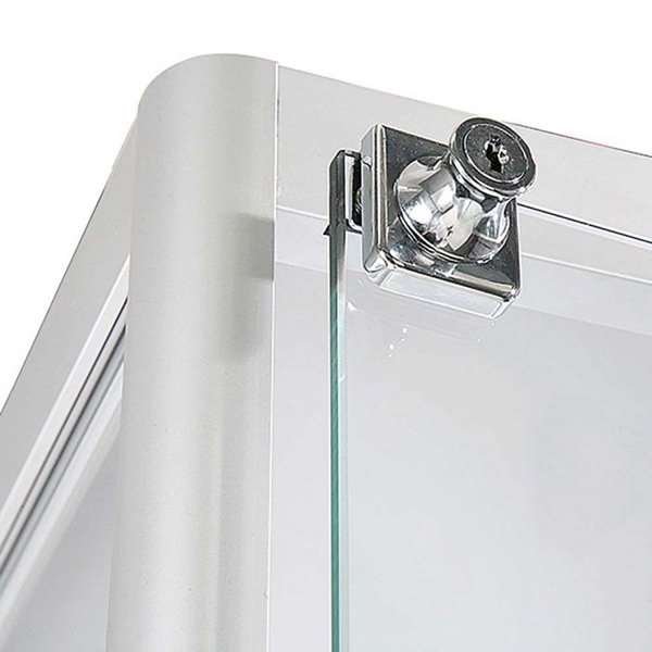 Vitrine glasskab - Showcase Tower Solo glasmontre med LED lys og lås - sølv