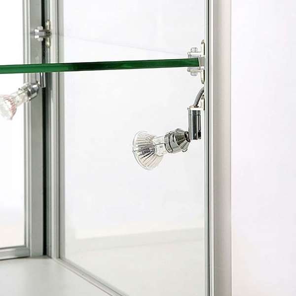 Vitrine glasskab - Showcase Counter Duo glasmontre med underskab, LED lys og lås - sølv