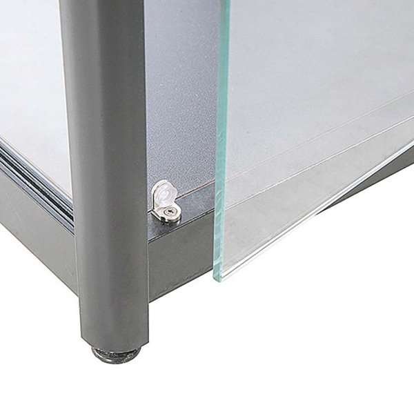 Vitrine glasskab - Showcase Counter Solo glasmontre med LED lys og lås  sølv