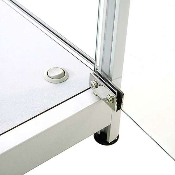 Vitrine glasskab - Showcase Counter Solo glasmontre med LED lys og lås  sølv