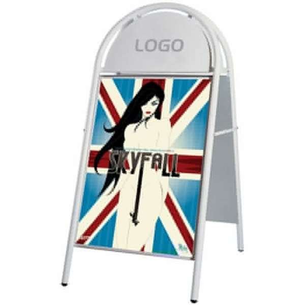 Expo Gotik Lux Gadeskilt med logoplade - 70x100 cm - hvid