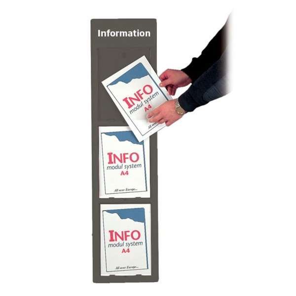 Info Modul tavle i plastik med APET frontplader, koksgrå - 3xA4
